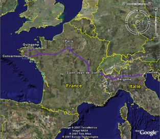 Carte de la France et Italie, cliquer pour agrandir